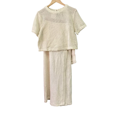 Boteh Womens  Size 2 Net Tee /Net Wrap Skirt Natural 
