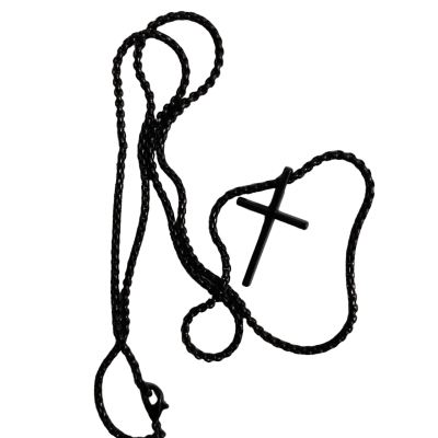  Womens  Necklace Black crucifix 30cm