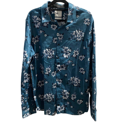 Yd. Mens  Size L Long Sleeve Shirt Black  / Green / White RRP $99.99