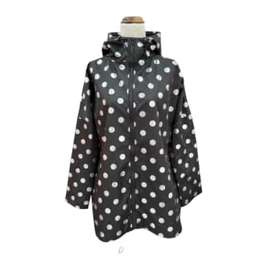 Gorman Womens Raincoat Black x Silver Polka Dot Size SM 