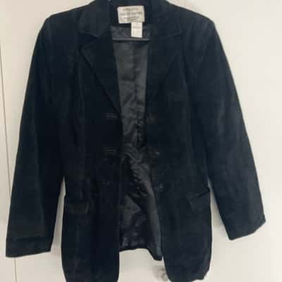 Events Womens  Size 6 Black suede/leather & polyester coat, missing buttons