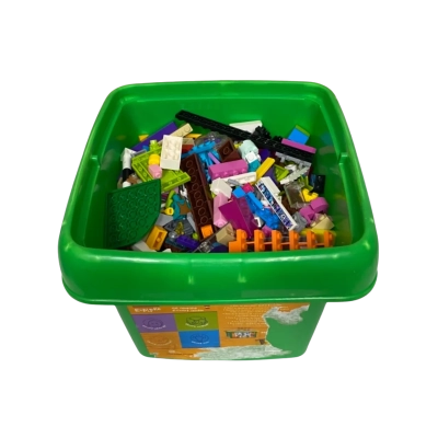 1kg+ of mixed lego in green lego container 