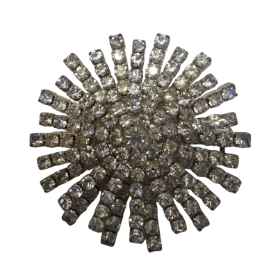 Antique Rhinestone Crystal Star Silver plated Brooch