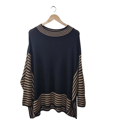 Taking Shape Women's Size 14 Long Jumper Beige / Black  