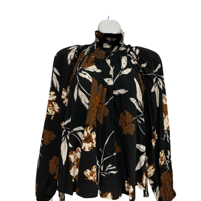 Katies Womens  Size 8 Long Sleeve Top Black  / Floral 