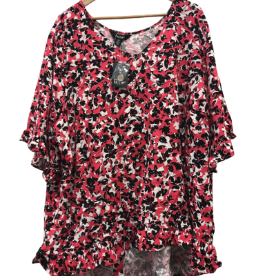 beme Womens  Size 26 Short Sleeve Top Black  / Red / White BNWT$79