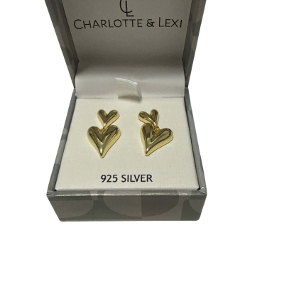 Charlotte & Lexi 925 gold plated heart drop Earrings 