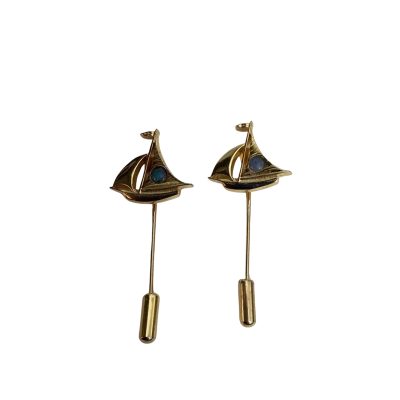  Womens Brooch Gold Tone Vintage Sail Boats x 2