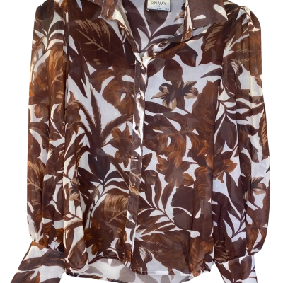 RUNAWAY Womens Top Size XS Brown / White 