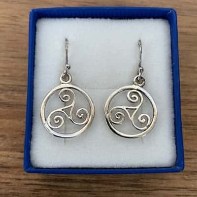  Sterling Silver 925 Celtic Triskel Earrings