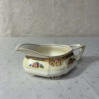 Vintage W. H. Grindley & Co "Sheraton Ivory" Floral Gravy Boat