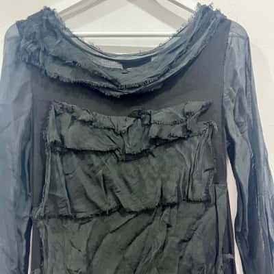 SPRING SALE Imagine Black Silk/Cotton Layered Long Dress Size S 