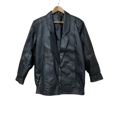  Womens Size 14 Leather Pig Skin Jacket Black  