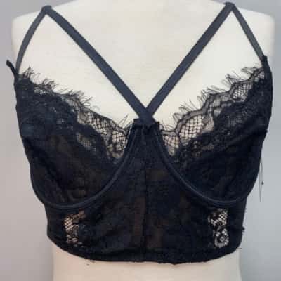 Just sexy Lingerie Womens  Size L Braket Black Lace