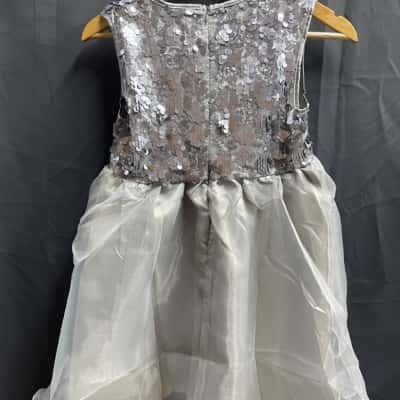 Mini Treasures Kids Size 12yrs Silver Flower Dress 