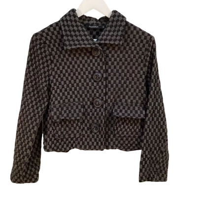 Geoff Bade Womens Size 12 Cropped Jacket Black / Grey 