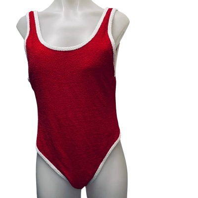  Womens It’s Now Cool The Showtime Duo Size L Onepiece Crimp Bathers Red / White 