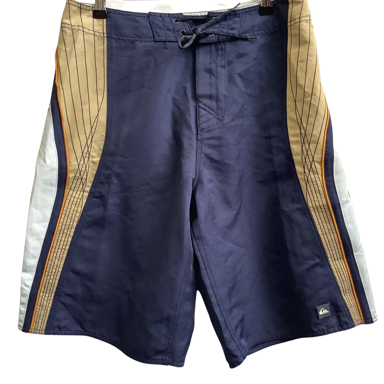 Quicksilver Mens Size 32 Board Shorts Navy Blue/ Beige(s)