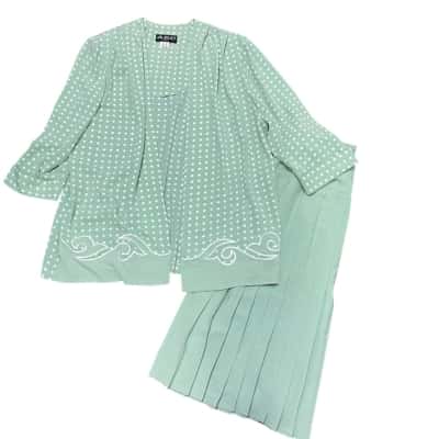 ARC  Sydney  1980's Pleated  Skirt And Open Jacket  With Shoulder Pads Size 16 Green / White 