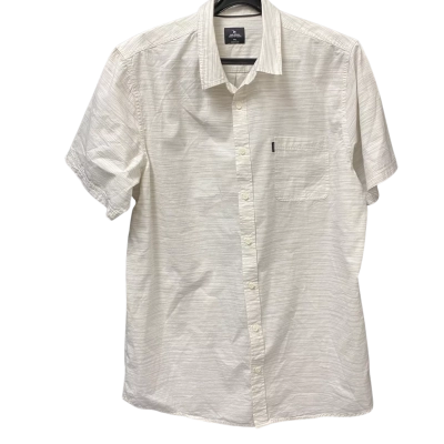 Rip Curl Mens Funtimes Aerotech Size XXL Short Sleeve Shirt Cream / Grey / Striped 