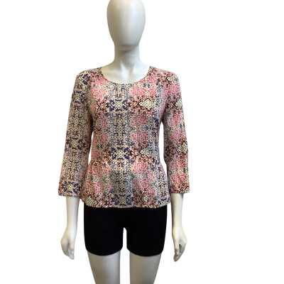 Kachel Womens  Size 12 Peplum Hem Silk Top Multicoloured