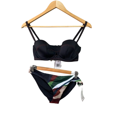 The _FOLD Womens  Size 10DD /12 Bikini Set Black  / Multicoloured 