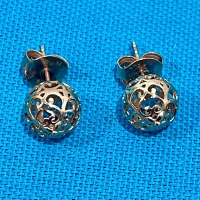 925 Filligree Sphere Stud Earrings