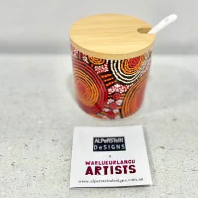BNWOT Aboriginal Designed Sugar Canister & Spoon 