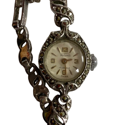  Womens Watch Silver Marcasite Wind Up