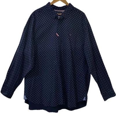 Tommy Hilfiger Mens Size 4XL Long Sleeve Shirt Navy Blue/Pattern 