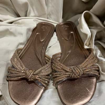 Zara Womens Flat Sandals Size 36 Gold 