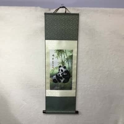 Decorative Pattern Silk Chinese Panda Wall Scroll Hanging Picture