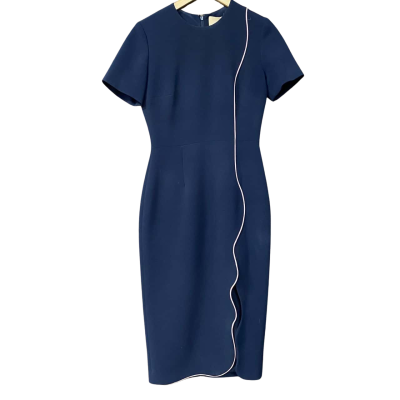 Roksanda Womens Size 8 Navy Blue Dress With Pink Piping  