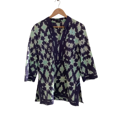 Sportscraft Womens  Size 14 3/4 Sleeve Top / V-Neck Top Blue / Green / Navy Blue / White 