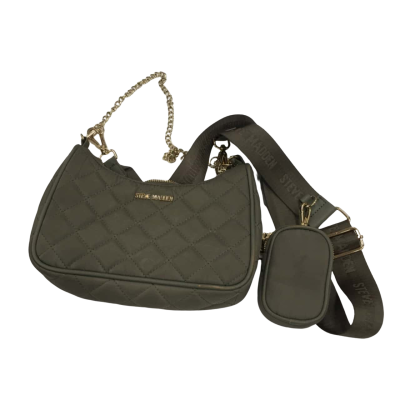 Steve Madden Womens Quilted Handbag Khaki with bonus money pouch 25 cm x15 cm.   Hb2
