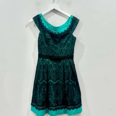Review Dress Aqua Green W/ Lace Size 8