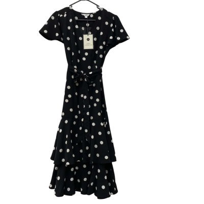 Jane Lamerton - Women's Short Sleeve Dress - Black  / Polka Dot / White -Size 10 - NWT 