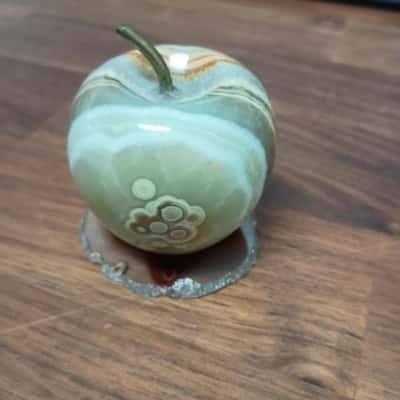 Stone Apple w/Brass Stem on Stand