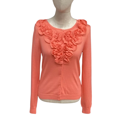 J.Crew Womens  Size S Button-down Cardigan Coral -100% Merino Wool