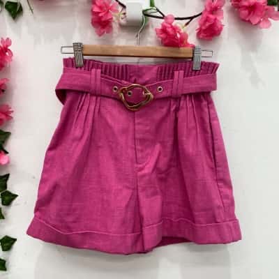 Aureta Womens Shorts with Belt Size XS Magenta 