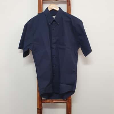  Guy Laroche Men's Size M Short Sleeve Cotton Shirt Navy - New With Tags