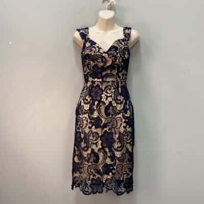 Lioness Womens  Size XS Lace Dress Navy Blue / Nude 