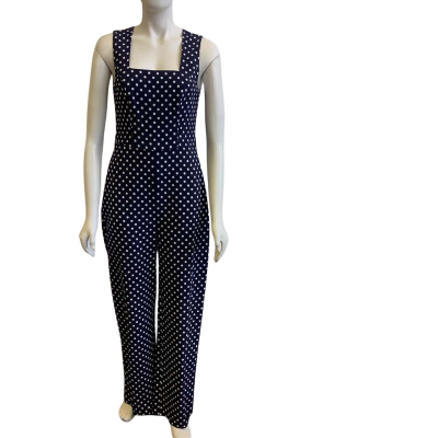 BNWT Review Women's Size 8 Spot On Jumpsuit Navy Blue & Cream 