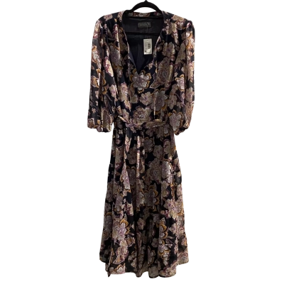 Jacqui-E Womens  Size 12 Midi Dress Black  / Floral RRP $179.95