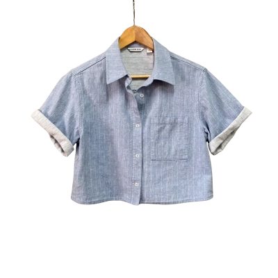 Country Road Womens  Size 6 Short Sleeve Shirt Blue 