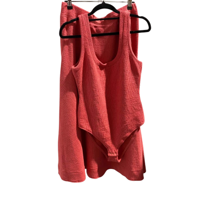 2 Piece Set Country Road Womens  Size M Orange Body Suit with Skirt Knitted Look 