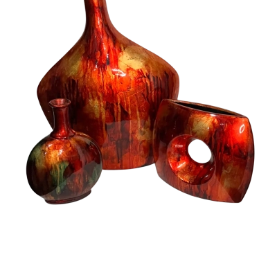 3 Vases - Orange Colored