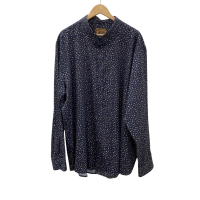Johnny Bigg Mens  Size XXXXXL Long Sleeve Shirt Navy Blue / Leaf Pattern 