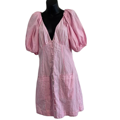 Steele Womens  Size S Shirt Dress Pink  /  White Striped 