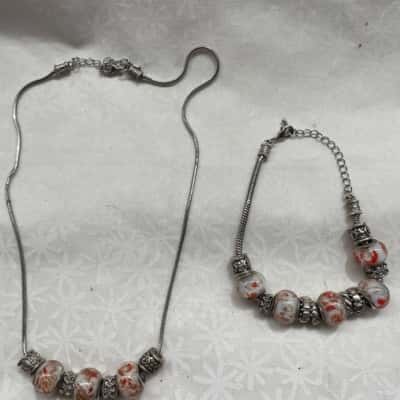  Womens Bracelet / Necklace Orange / White 